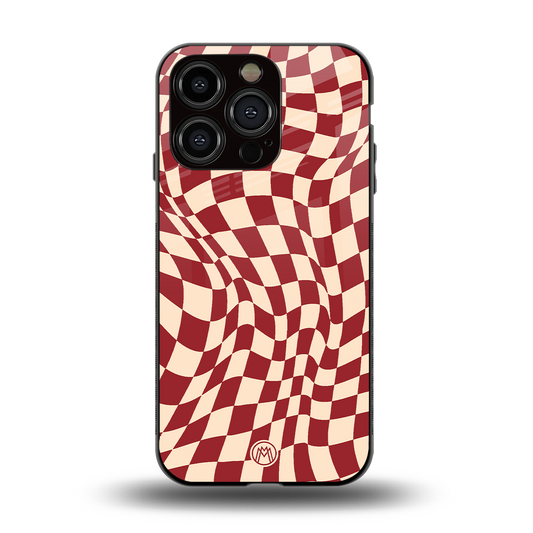 groovy red cream pattern back phone cover | glass case for iphone 15 pro