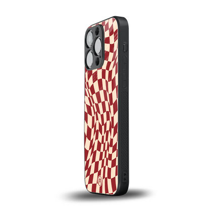 groovy red cream pattern back phone cover | glass case for iphone 15 pro