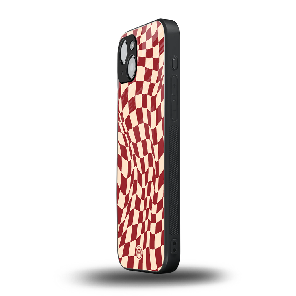 groovy red cream pattern back phone cover | glass case for iphone 15