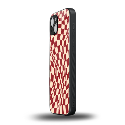 groovy red cream pattern back phone cover | glass case for iphone 15