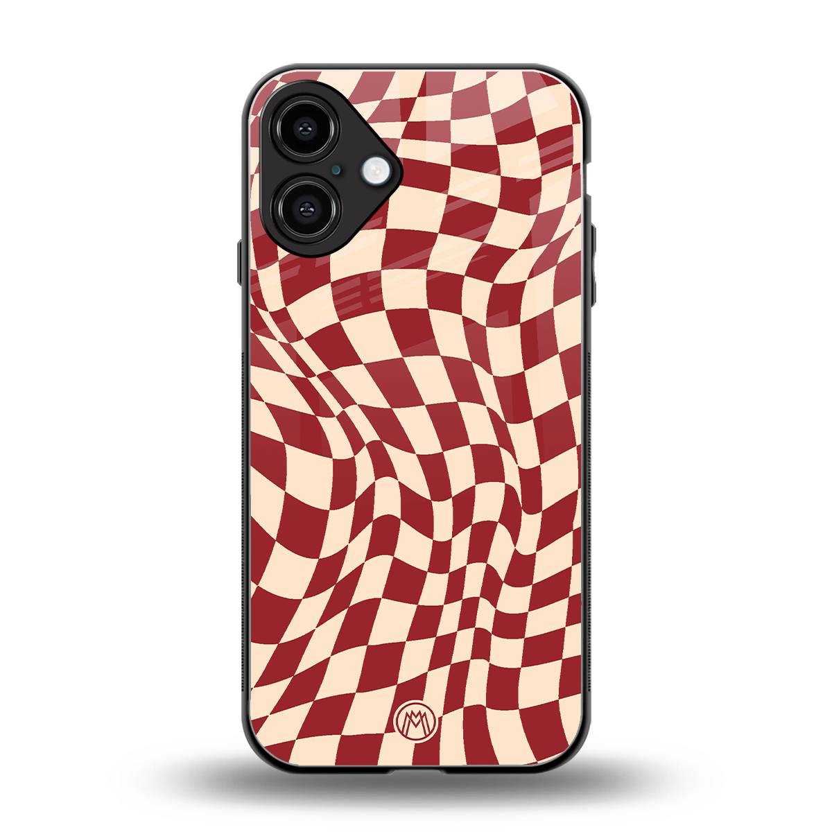 groovy red cream pattern back phone cover | glass case for iphone 16 plus