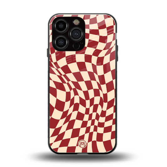 groovy red cream pattern back phone cover | glass case for iphone 16 pro max