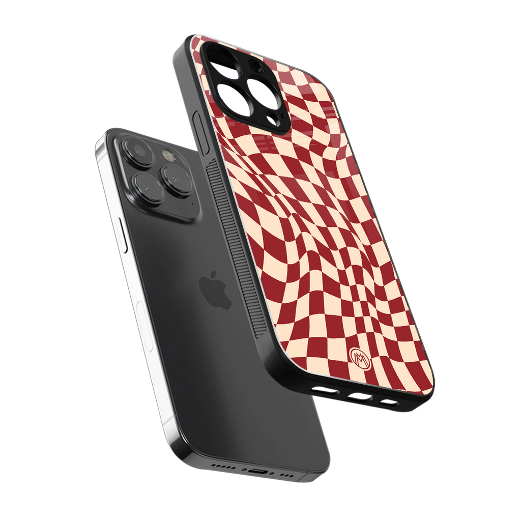 groovy red cream pattern back phone cover | glass case for iphone 16 pro max