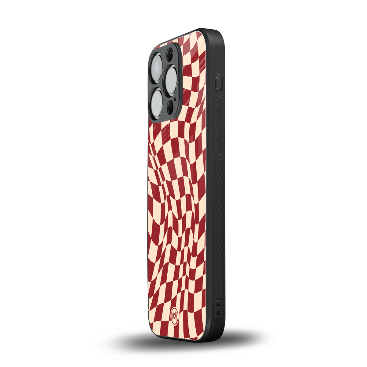 groovy red cream pattern back phone cover | glass case for iphone 16 pro