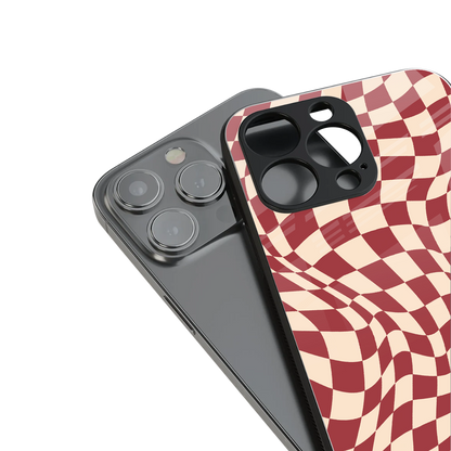 groovy red cream pattern back phone cover | glass case for iphone 14 pro max