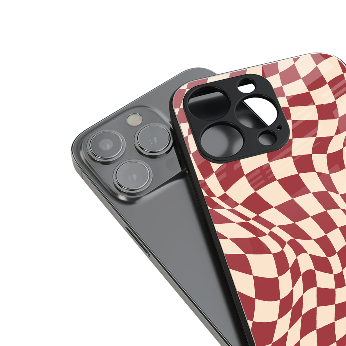 groovy red cream pattern back phone cover | glass case for iphone 14 plus