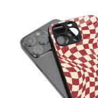 groovy red cream pattern back phone cover | glass case for iphone 16 plus