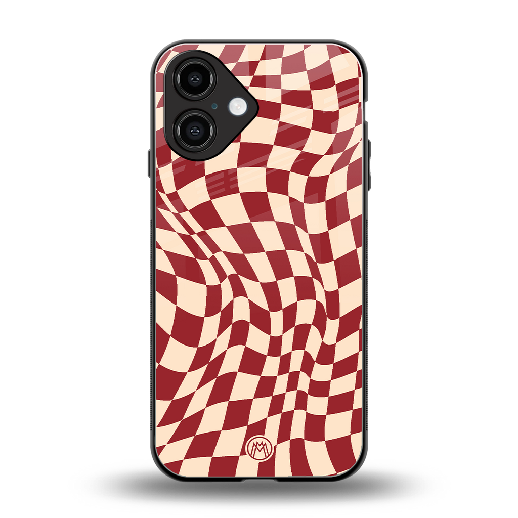 groovy red cream pattern back phone cover | glass case for iphone 16
