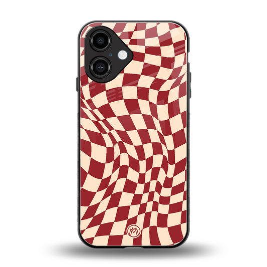 groovy red cream pattern back phone cover | glass case for iphone 16