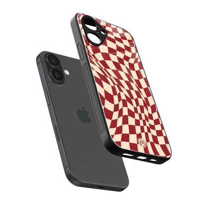 groovy red cream pattern back phone cover | glass case for iphone 16