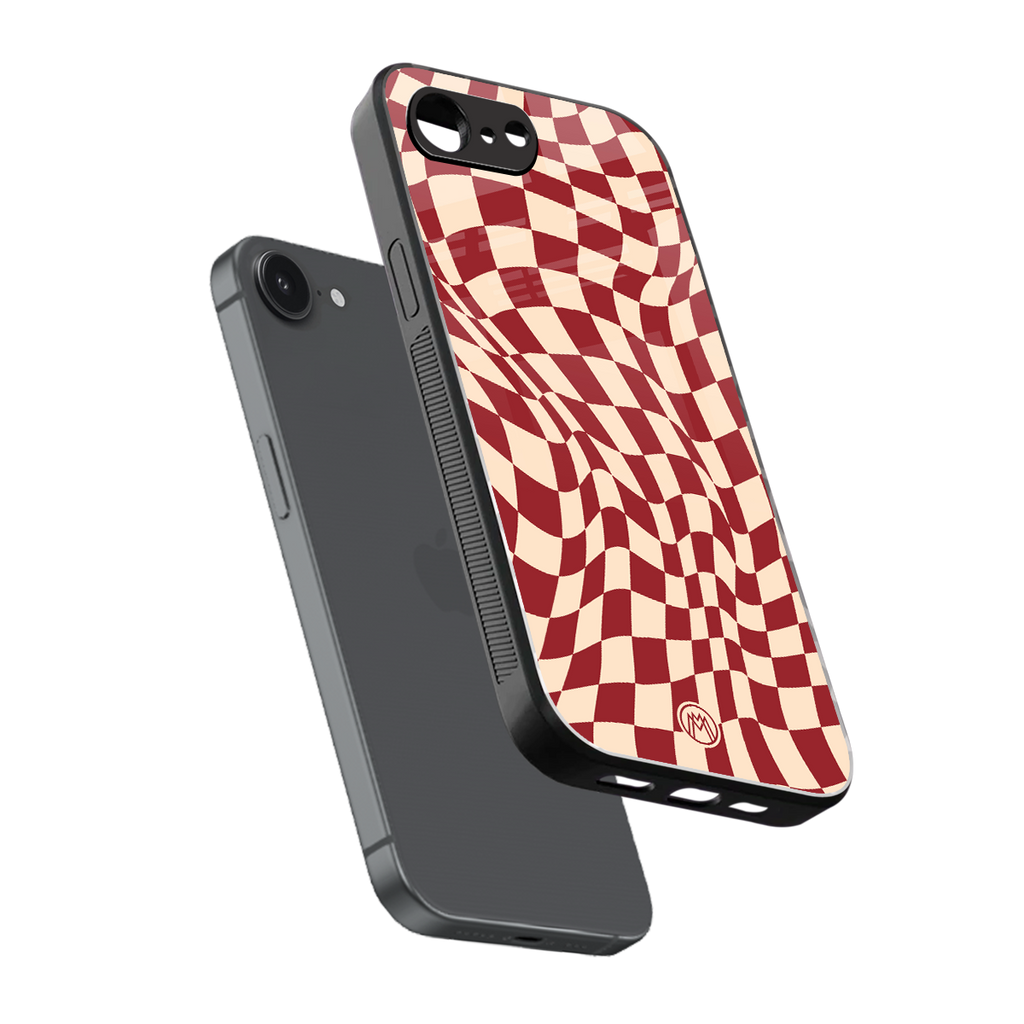groovy red cream pattern back phone cover | glass case for iphone 16e