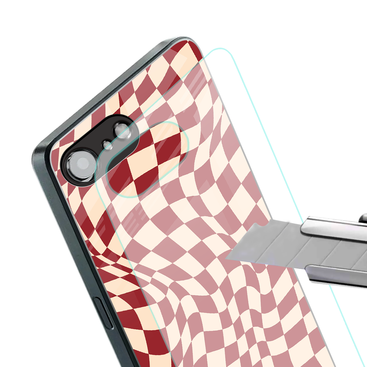 groovy red cream pattern back phone cover | glass case for iphone 16e
