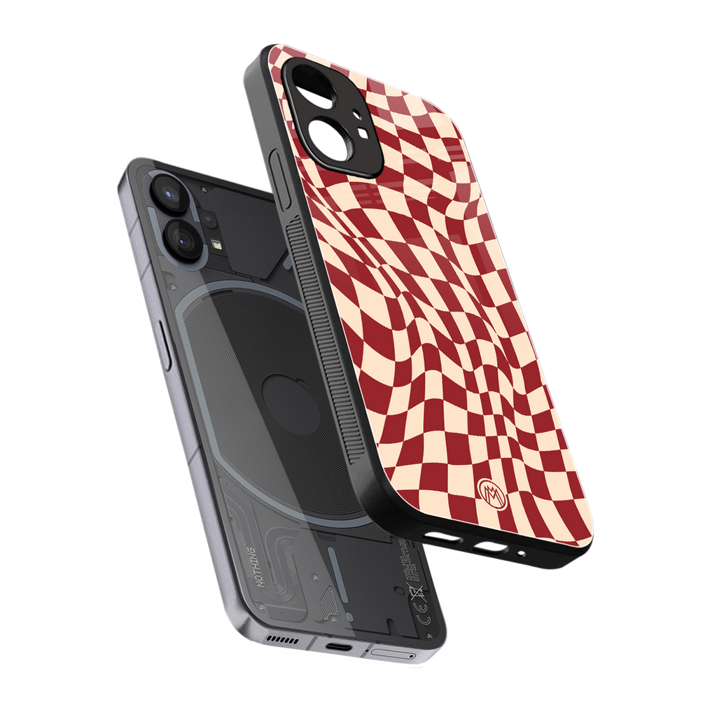 groovy red cream pattern back phone cover | glass case for nothing phone 1