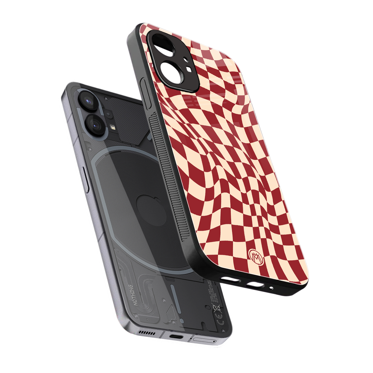 groovy red cream pattern back phone cover | glass case for nothing phone 1