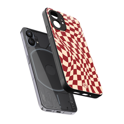 groovy red cream pattern back phone cover | glass case for nothing phone 1