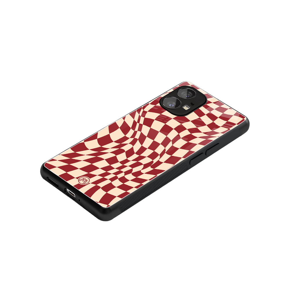 groovy red cream pattern back phone cover | glass case for nothing phone 1