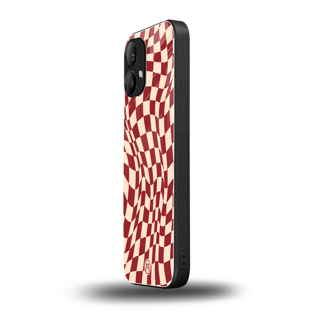 groovy red cream pattern back phone cover | glass case for nothing phone 2