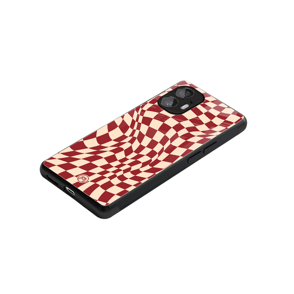 groovy red cream pattern back phone cover | glass case for nothing phone 2
