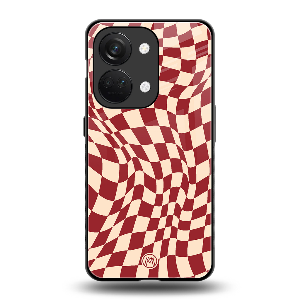 groovy red cream pattern back phone cover | glass case for oneplus nord 3