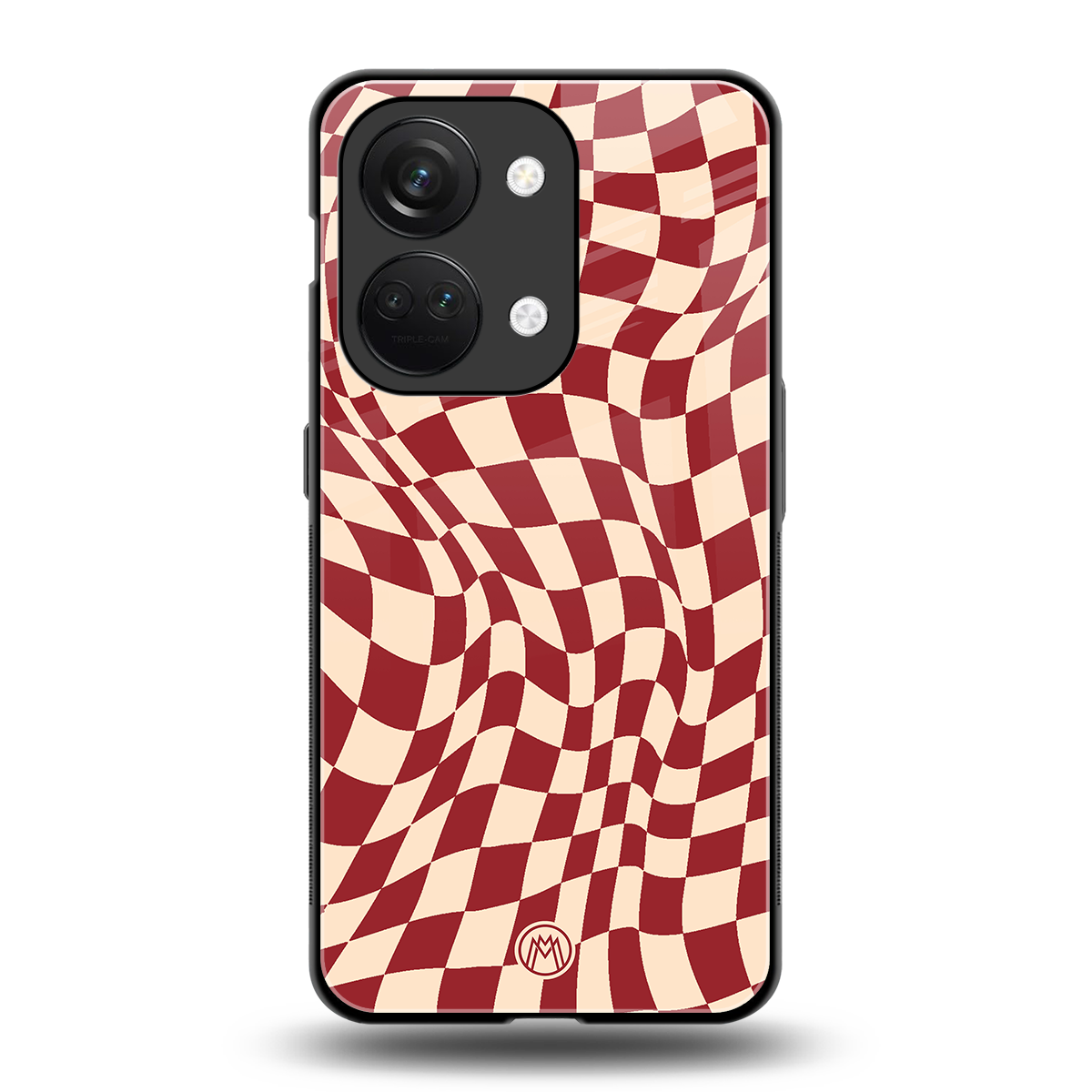 groovy red cream pattern back phone cover | glass case for oneplus nord 3