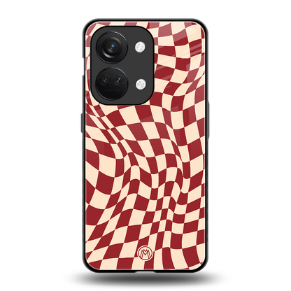 groovy red cream pattern back phone cover | glass case for oneplus nord 3