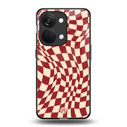 groovy red cream pattern back phone cover | glass case for oneplus nord 3