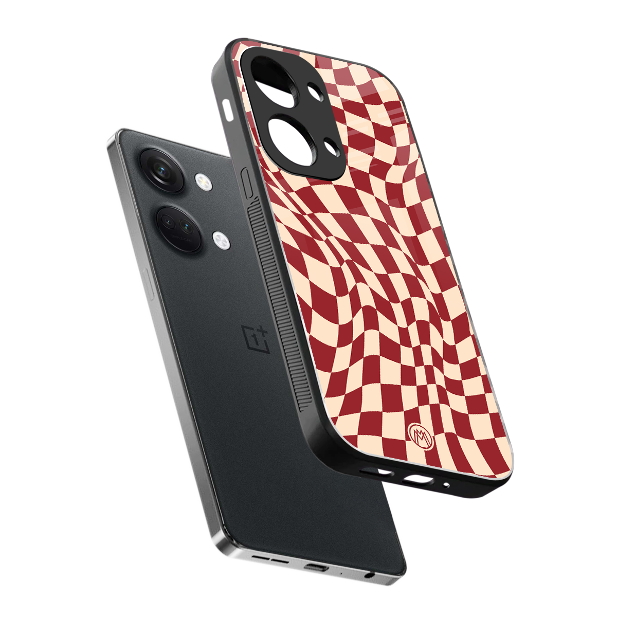 groovy red cream pattern back phone cover | glass case for oneplus nord 3
