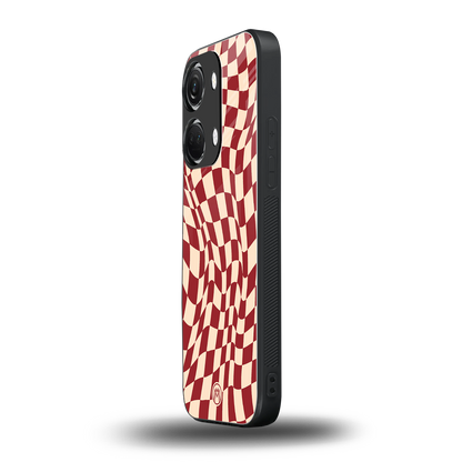 groovy red cream pattern back phone cover | glass case for oneplus nord 3