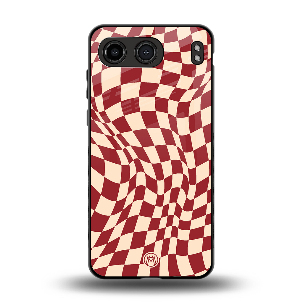 groovy red cream pattern back phone cover | glass case for oneplus nord 4