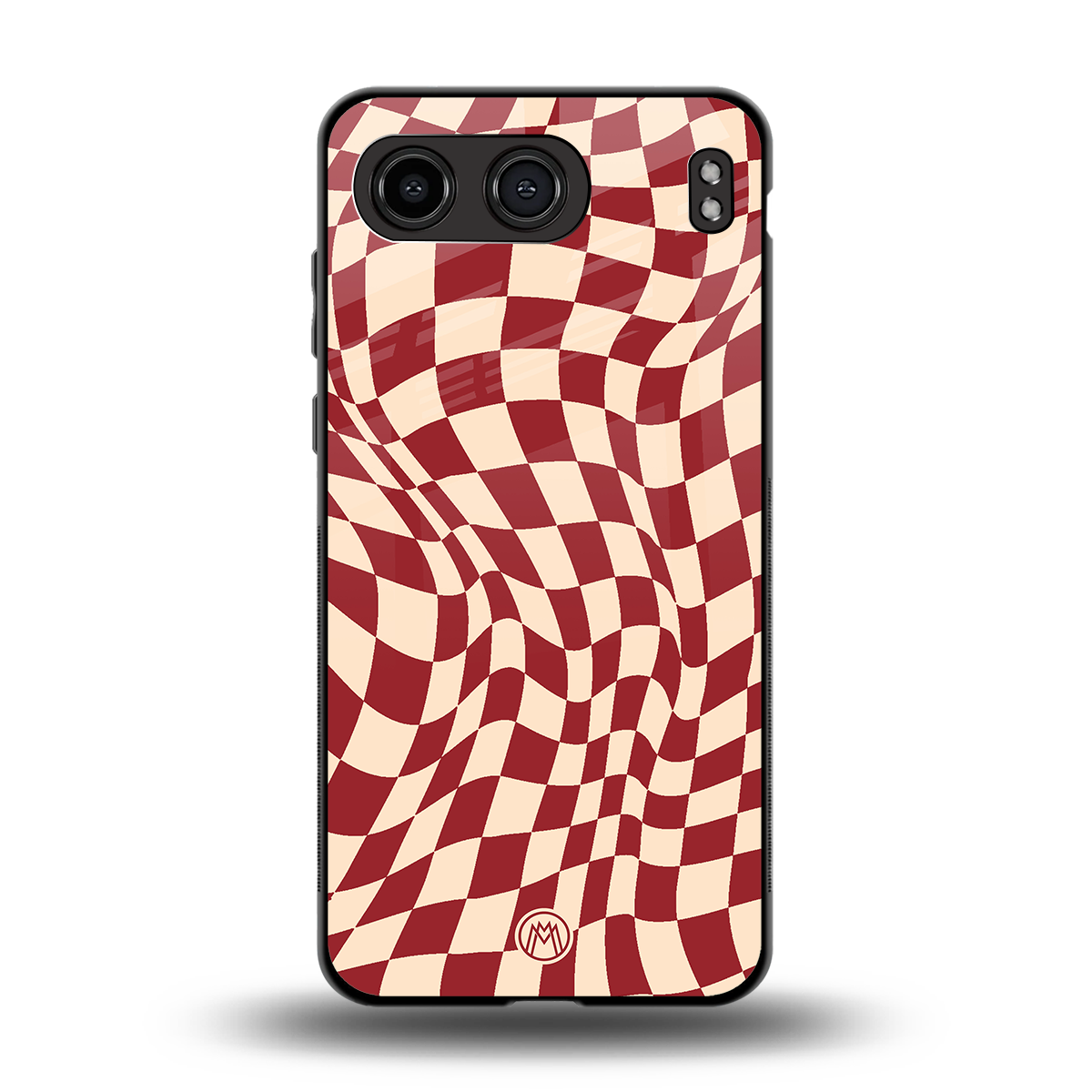groovy red cream pattern back phone cover | glass case for oneplus nord 4