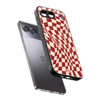 groovy red cream pattern back phone cover | glass case for oneplus nord 4