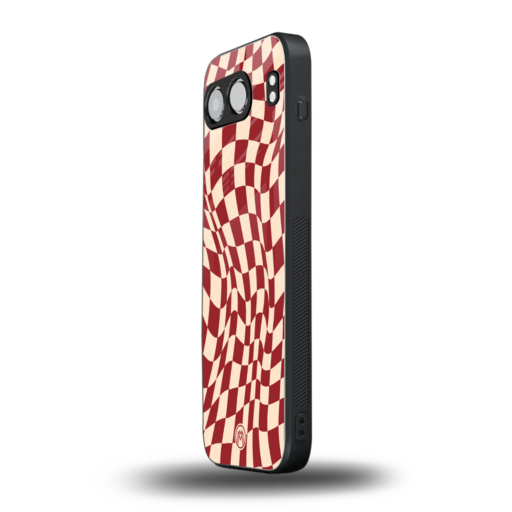 groovy red cream pattern back phone cover | glass case for oneplus nord 4
