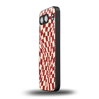 groovy red cream pattern back phone cover | glass case for oneplus nord 4