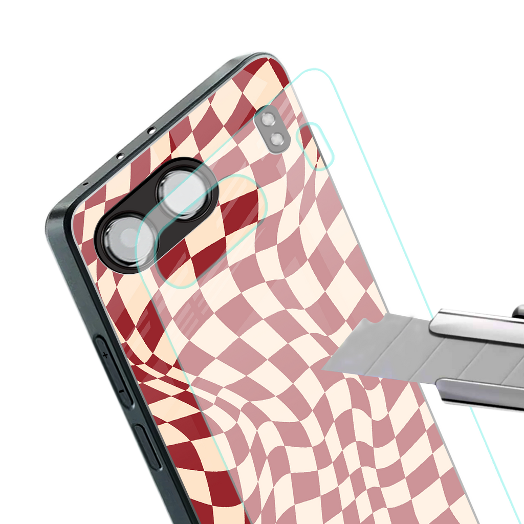 groovy red cream pattern back phone cover | glass case for oneplus nord 4