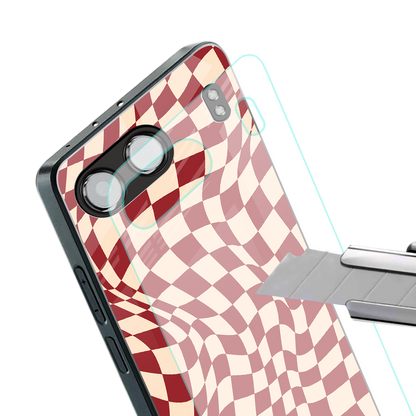 groovy red cream pattern back phone cover | glass case for oneplus nord 4
