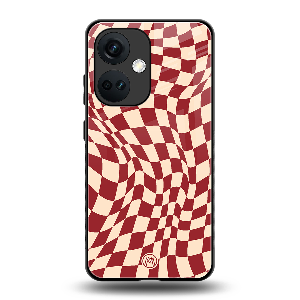 groovy red cream pattern back phone cover | glass case for oneplus nord ce 3