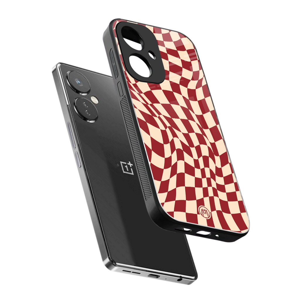 groovy red cream pattern back phone cover | glass case for oneplus nord ce 3