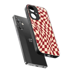 groovy red cream pattern back phone cover | glass case for oneplus nord ce 3