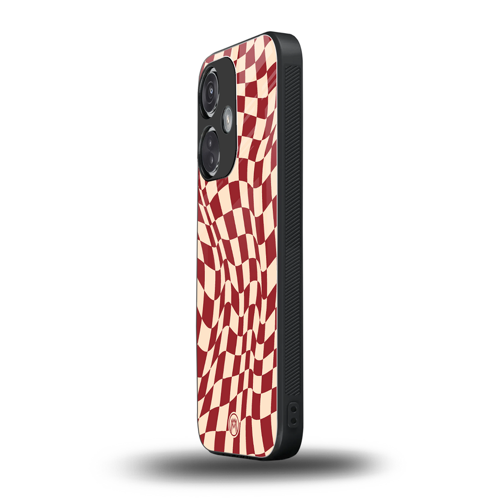 groovy red cream pattern back phone cover | glass case for oneplus nord ce 3