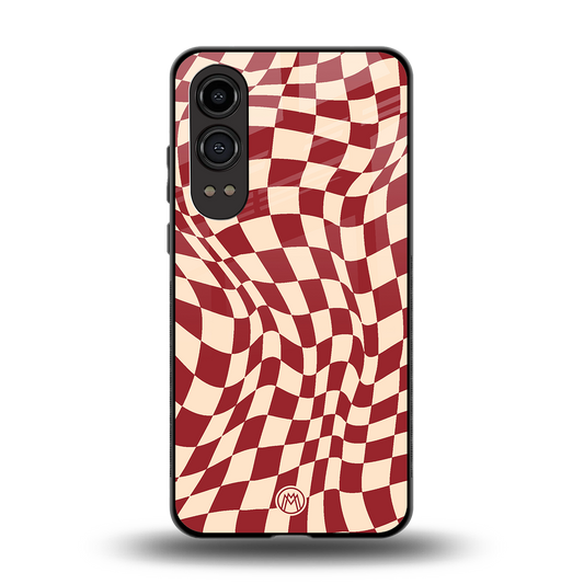 groovy red cream pattern back phone cover | glass case for oneplus nord ce 4 lite