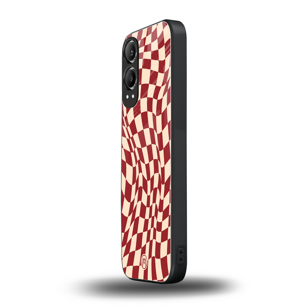 groovy red cream pattern back phone cover | glass case for oneplus nord ce 4 lite