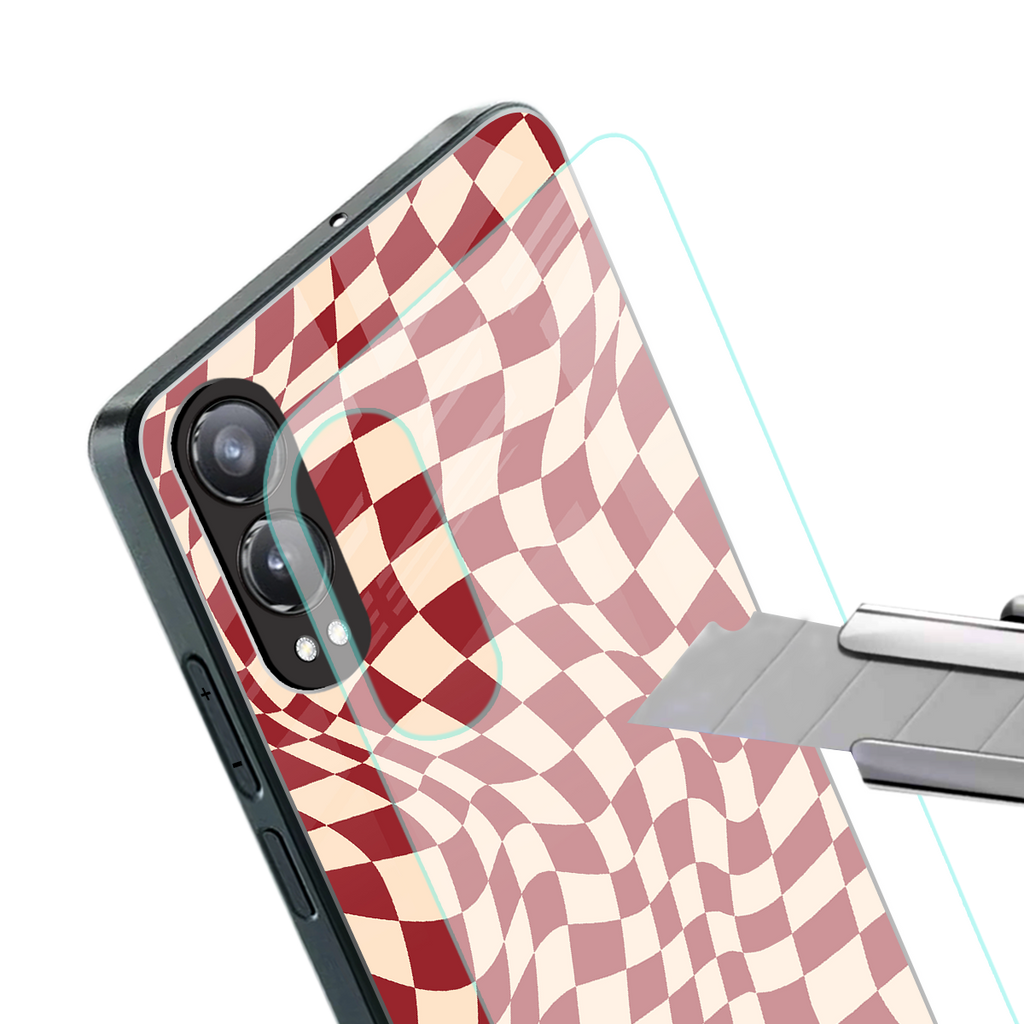 groovy red cream pattern back phone cover | glass case for oneplus nord ce 4 lite