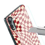 groovy red cream pattern back phone cover | glass case for oneplus nord ce 4 lite