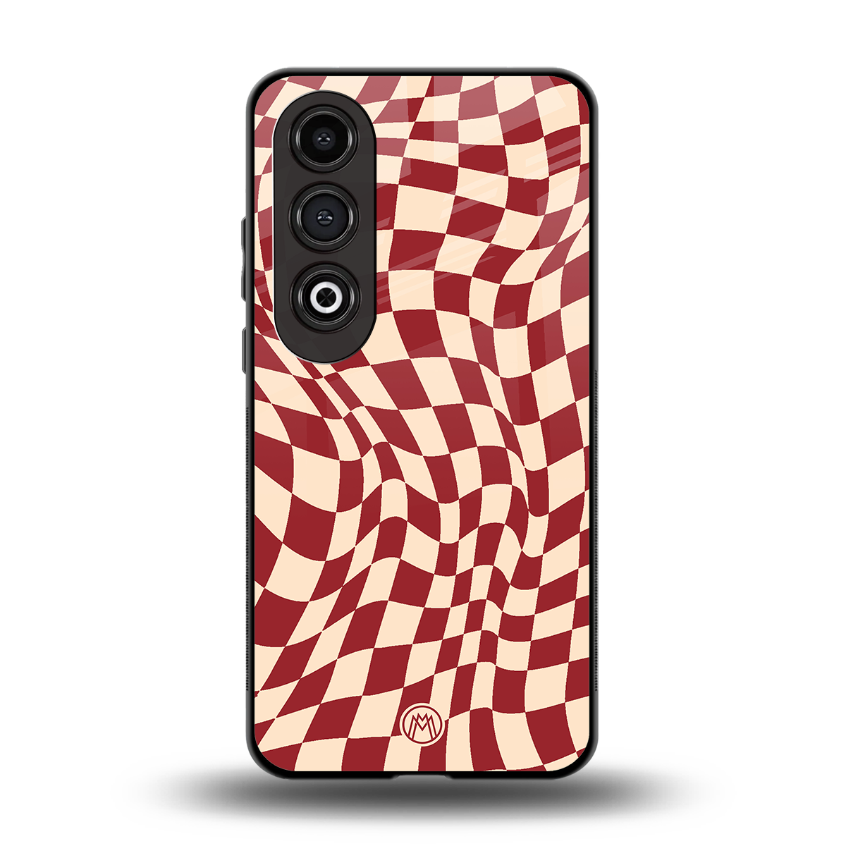 groovy red cream pattern back phone cover | glass case for oneplus nord ce 4