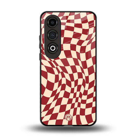 groovy red cream pattern back phone cover | glass case for oneplus nord ce 4