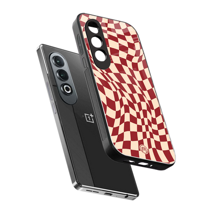 groovy red cream pattern back phone cover | glass case for oneplus nord ce 4