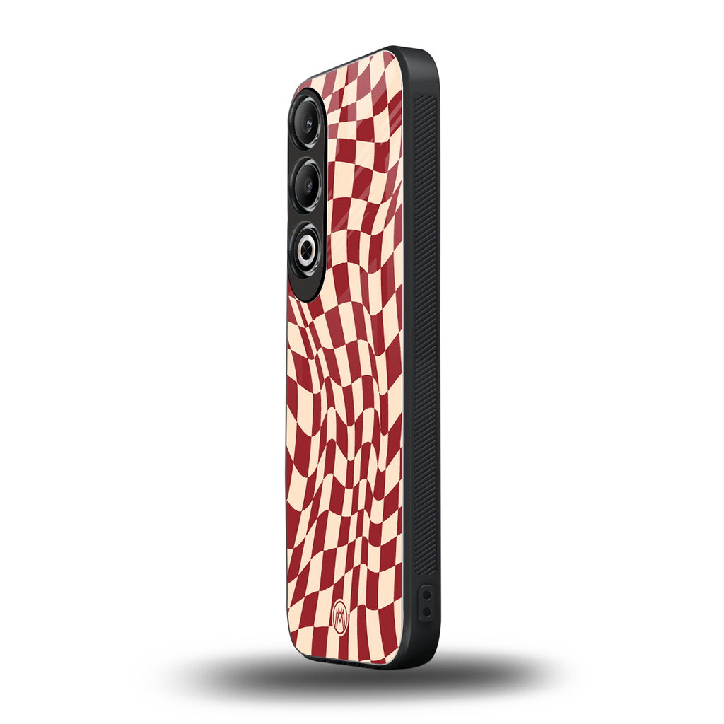 groovy red cream pattern back phone cover | glass case for oneplus nord ce 4