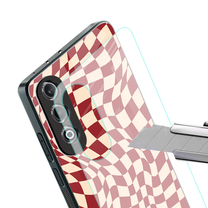 groovy red cream pattern back phone cover | glass case for oneplus nord ce 4