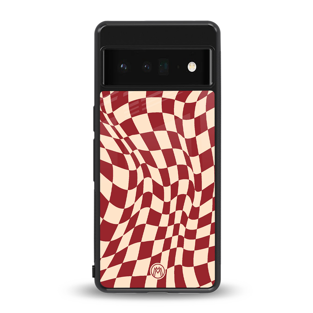 groovy red cream pattern back phone cover | glass case for google pixel 6 pro