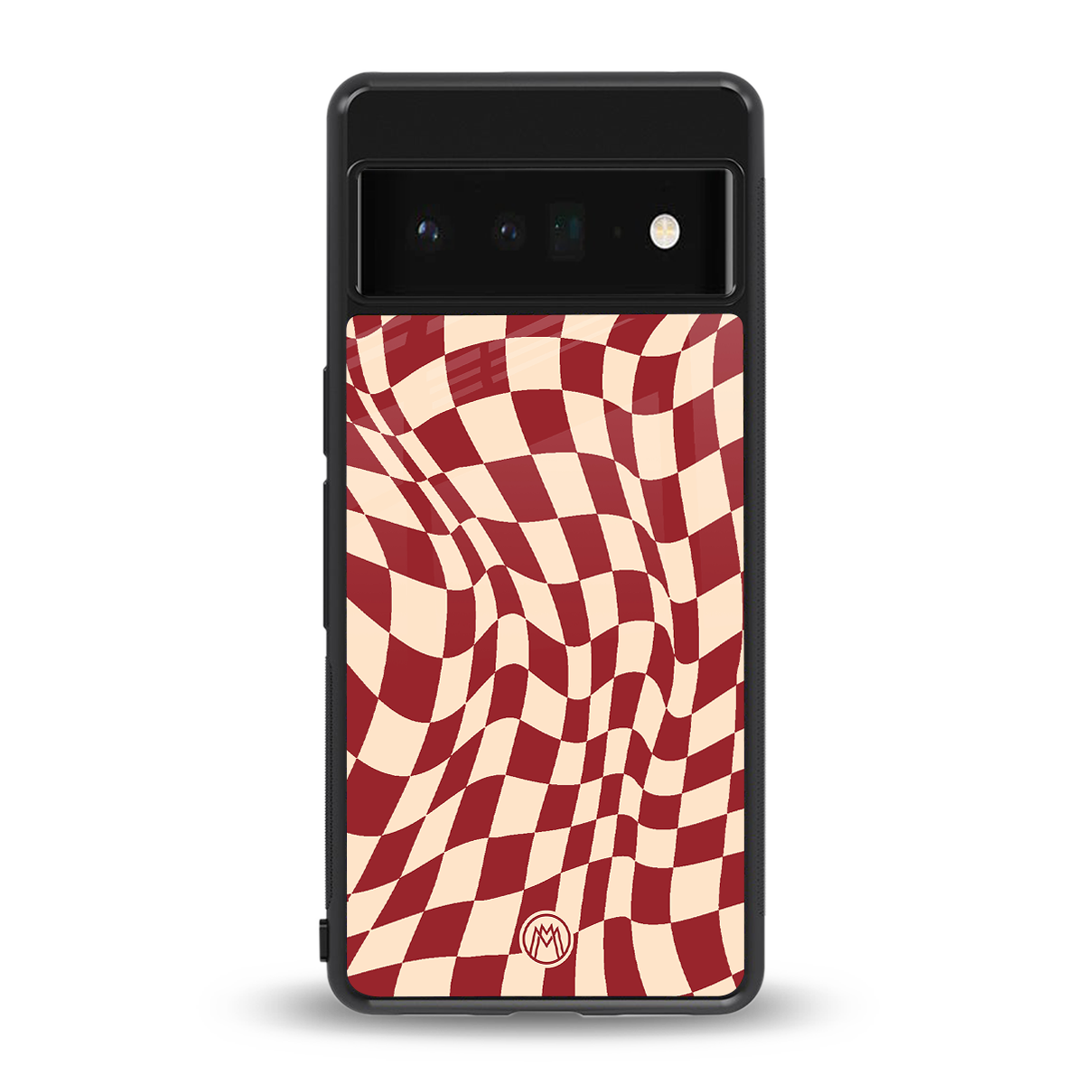 groovy red cream pattern back phone cover | glass case for google pixel 6 pro